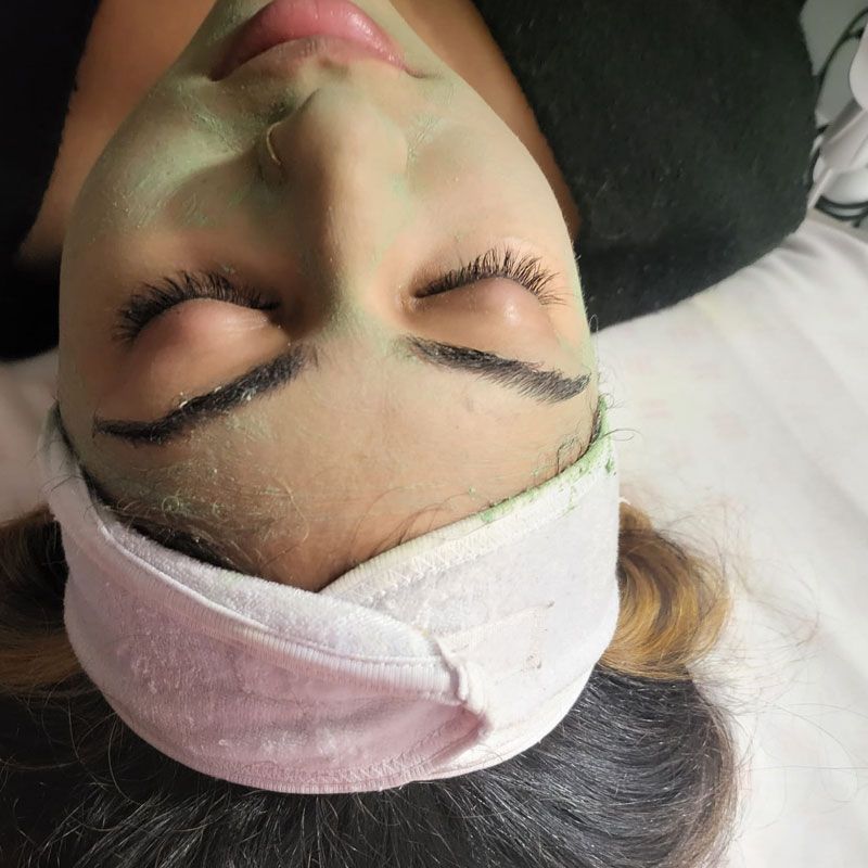 A facial treatment in progress at the salon