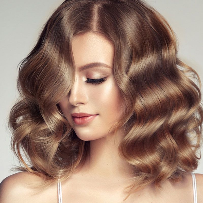 Long hair styled in soft waves